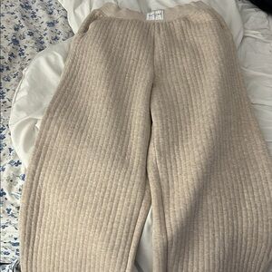 Aerie Cream Wide Leg Pants